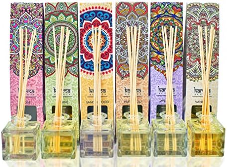 Scented Esseential Oil Reed Diffuser Aromatherapy Gift Pack, by karma Scents,Variety 6 Pack