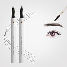 2 Pack Precise 4-Tip Brow Pencil Microblading Eyebrow Pencil, Eyebrow Pencils for Women, Create Natural-Looking Fuller Brows with Hair-Like Strokes, Last All-Day Eyebrow Pen Matte Black