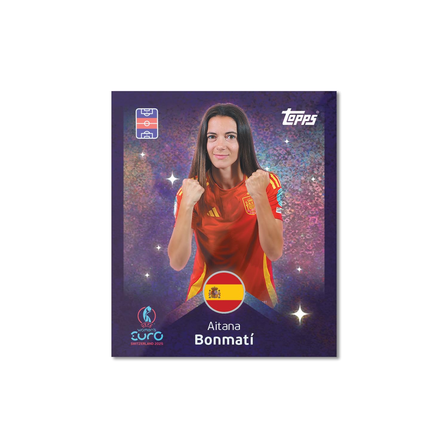 Topps Official Women's Euros 2025 Collection d'autocollants Boîte complète 50 paquets d'autocollants pour femme par boîte (300 autocollants).