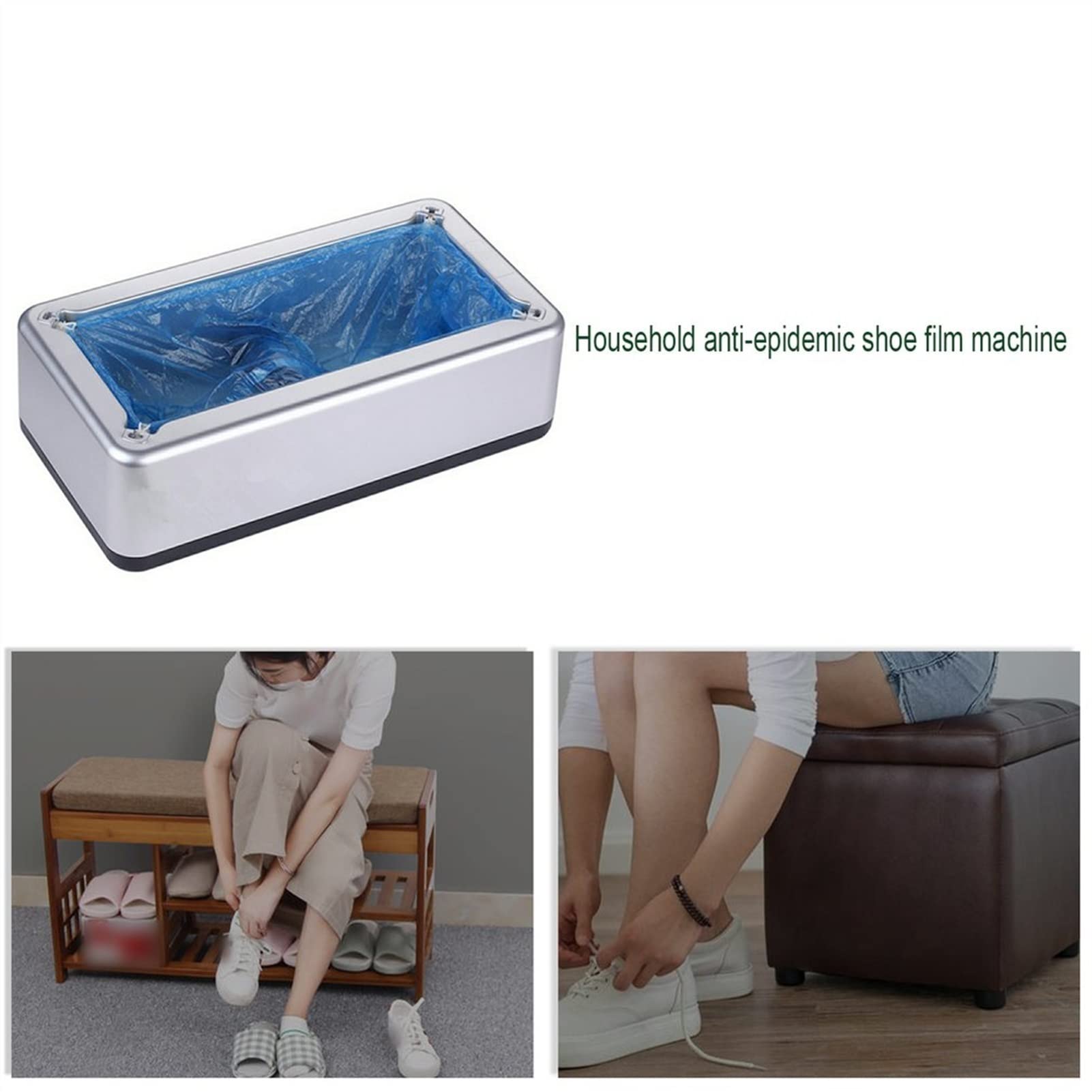 Máquina automática para Cubrir Zapatos, Fabricante de Botines Desechables para el hogar con 100 Cubiertas para Zapatos Dispensador Inteligente de Cubiertas para Zapatos (Color : Sliver)