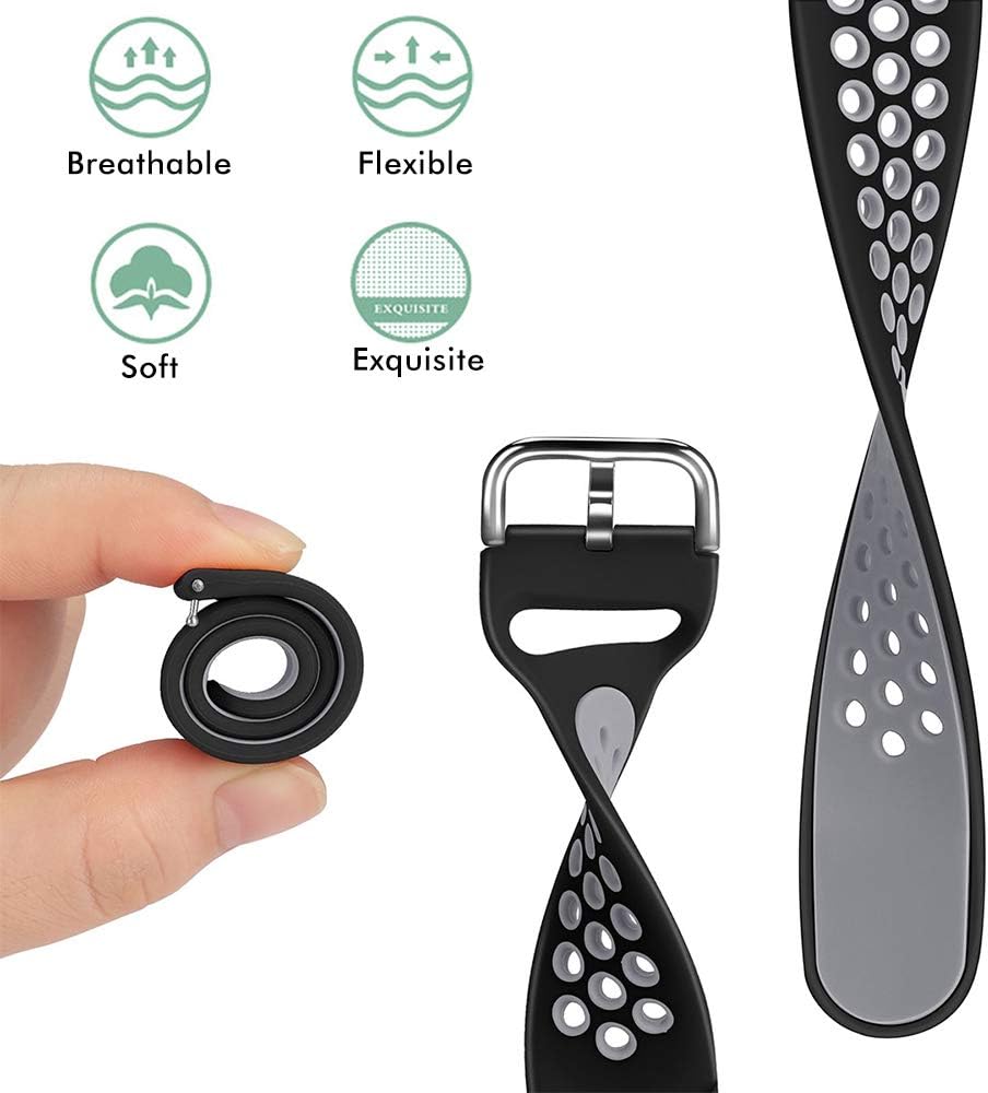 XIMU Sport Bands Compatible with Fitbit Versa/Versa 2 / Versa Lite, Soft Silicone Waterproof Breathable Sport Watch Strap Replacement Wristband Accessories Women Man for Versa Smart Watch