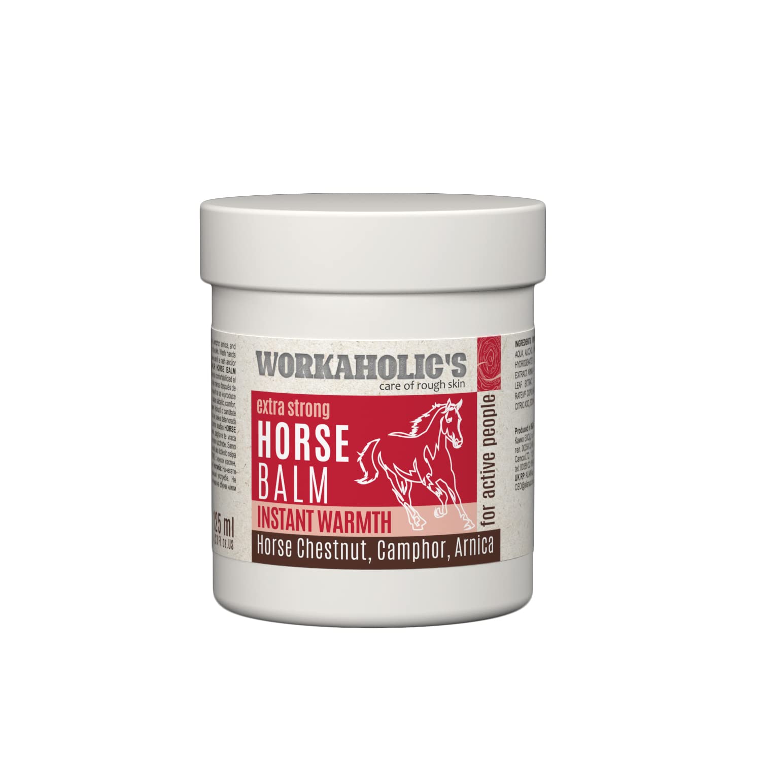 Workaholic's care of rough skin Horse Chestnut and Arnica Gel for MuscleTension Relief - Instant Warming Horse Balm for Stiff Muscles and Joints with Camphor and Tiger Grass, 125ml