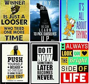 FRIENDS OFFICE AUTOMATION Motivational Posters Framed Wall Art For Home and Office, Wall Decoration Set of 8 (10 Inch x 10 Inch) (K)