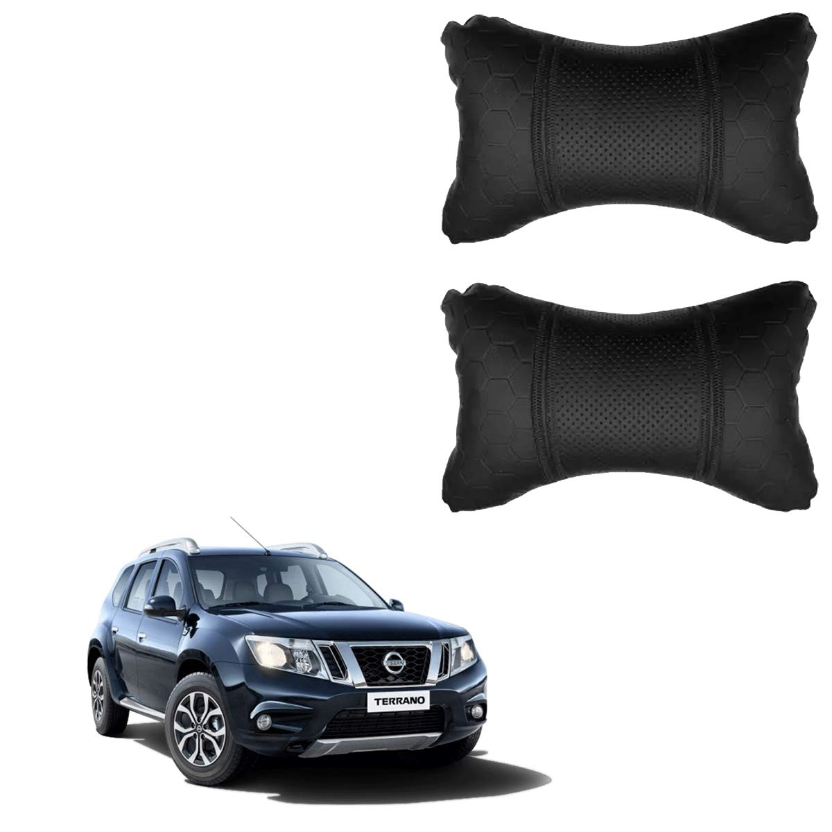 PulGos Black Universal Neck Rest Pillow Faux Leather Material in Football Design for All Cars_1075-picture-23