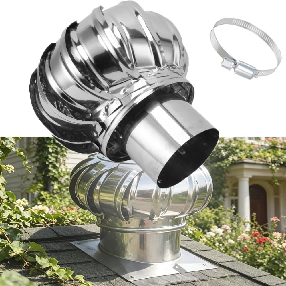 Svbvrfeew One Color Turbine Roof Vent Cap Chimney Cowl Roof Ventilator Wind Turbine