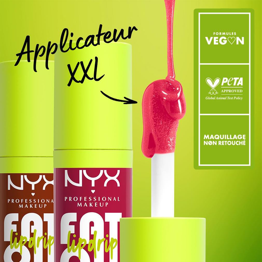 NYX Professional Makeup, Coffret de 4 Huiles à Lèvres Teintées Hydratantes, Formule Vegan, Applicateur Extra-Large, Teintes : My Main (O1) + Missed Call (02) + Newsfeed (05) + Status Update (08)