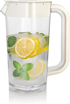 2 Liter / 68 oz Water Pitcher with Lid, Plastic Beverage Carafe, Square Clear Juice Jug for Fridge, Iced Tea Pitcher, Milk Bottle, Heat Resistant & Shatterproof, For Home, Restaurant & Cafe, BPA-Free