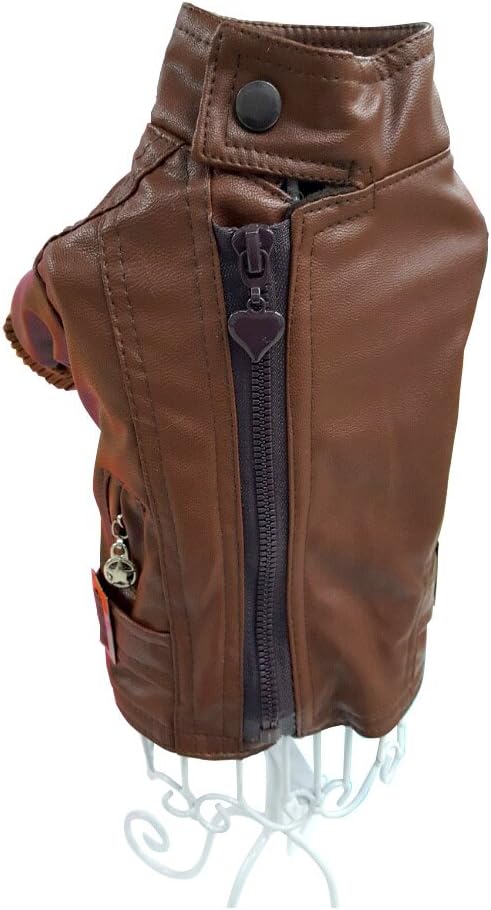 PawsForce Dog Leather Jacket Coat, Brown