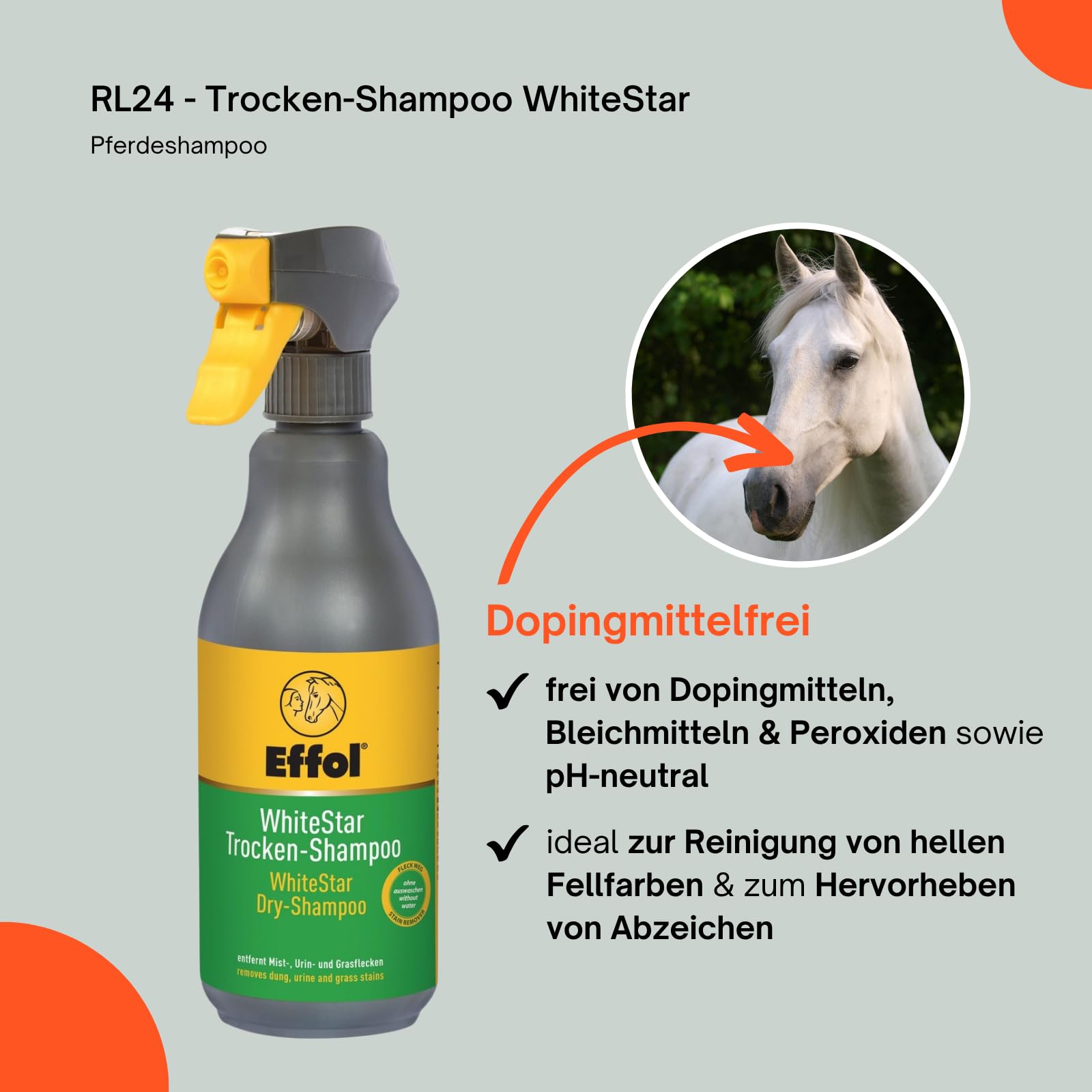 RL24 - Trocken-Shampoo WhiteStar – Pferdeshampoo – 3 x 500 ml (3er Set)