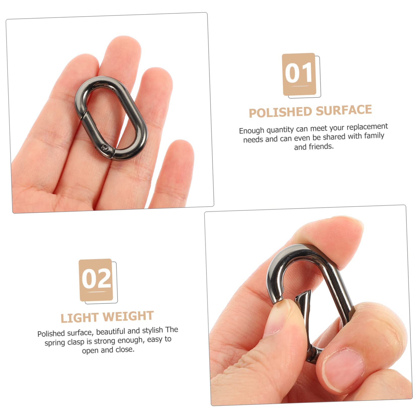 ULDIGI Oval Carabiner Hook 10pcs Spring Snap Clip Buckle Metal Spring Keyring for Jewelry Backpack Bag Portable Climbing Buckle