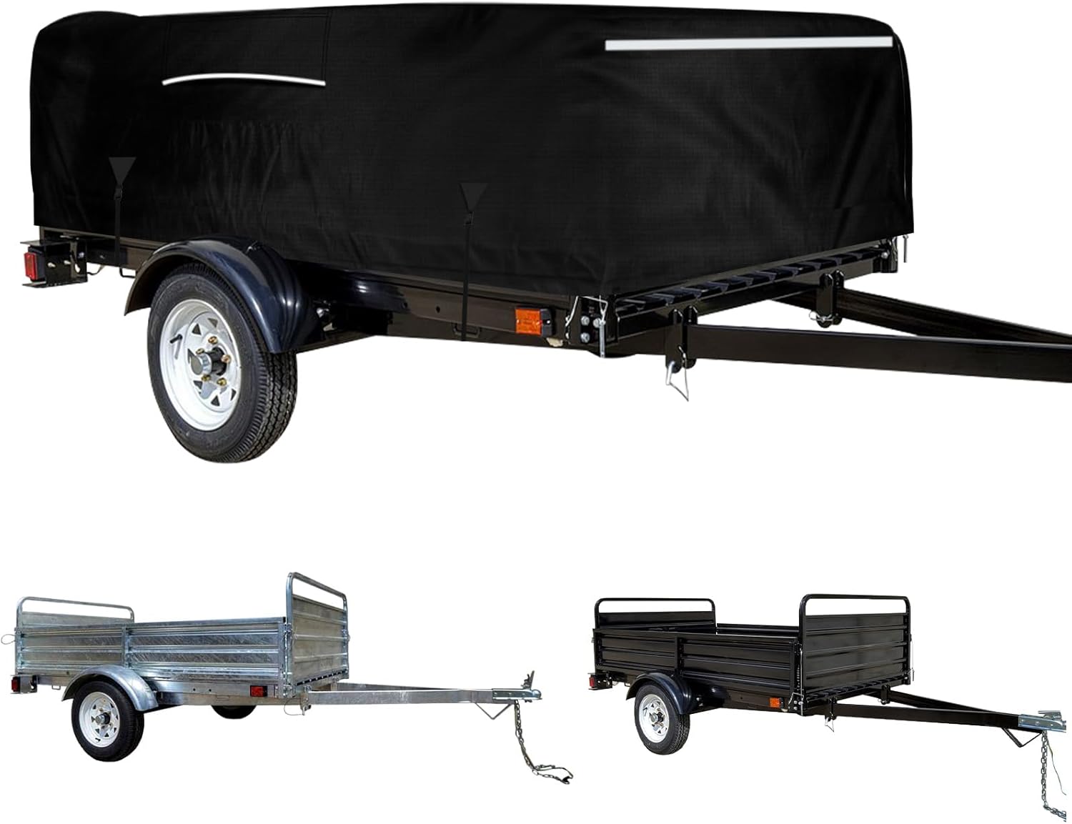 5x7 Utility Trailer Cover, 600D Trailer Cover Compatible with Detail K2 5X7-TC Standard Drop Gate, MMT5X7/ MMT5X7G Waterproof Windproof Trailer Cover