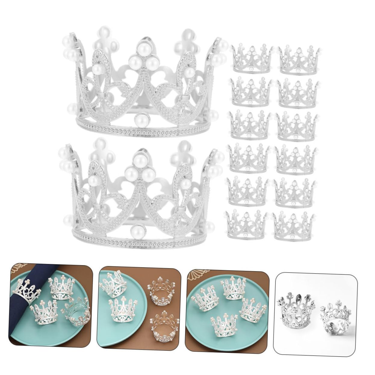 Anelli Portatovagliolo Corona in Lega di Zinco, 12 Pezzi Argento | Tavola Nuziale e Festa di San Valentino, Decorazione Leggera per Tovaglioli, Set Elegante da 12