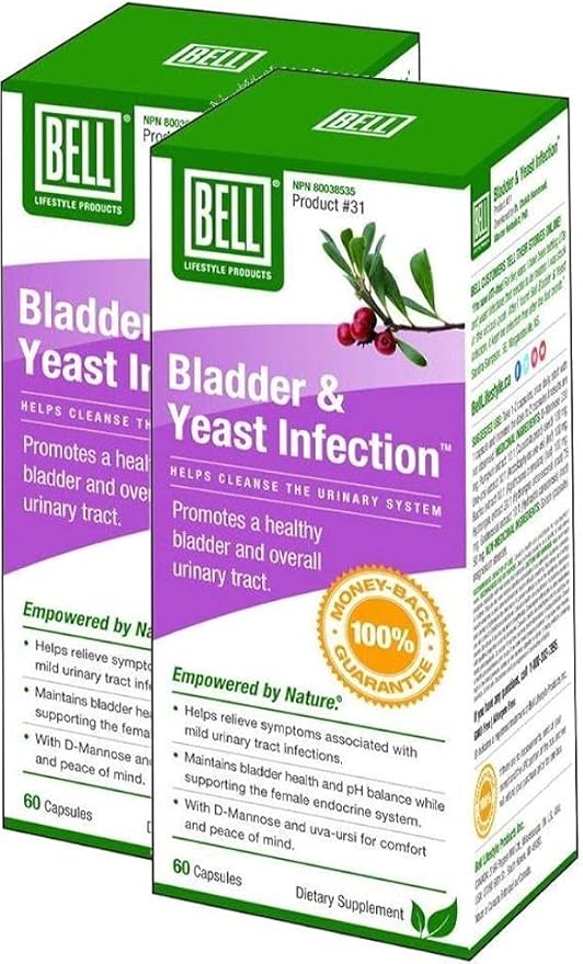 Bell Bladder & Yeast Infections 60 Capsules, all natural ingredients