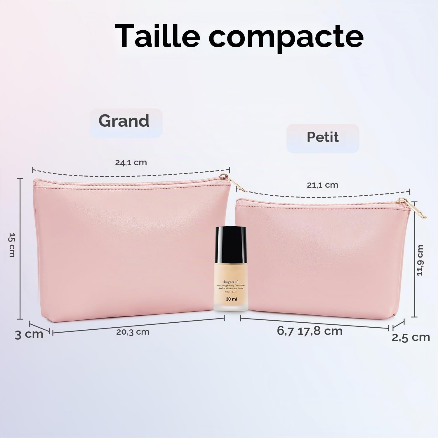 2 Pièces Trousse de Maquillage en Cuir, Sac à Cosmétiques Voyage | Lot de 2 pochettes pour voyage, travail, sac à main et retouches