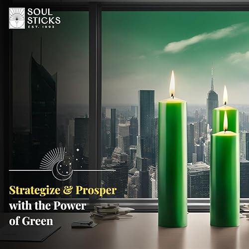 Miniatura 6 de SOUL STICKS Paquete de 20 velas cónicas Prosperity Magic Spell Chime - Ideal para altar, rituales, ceremonias, velas verdes de meditación sin