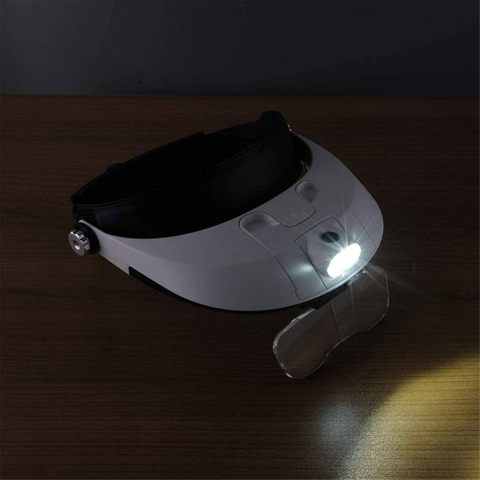 Stirnbandlupe, Digitale Handlupe, am Kopf montierte Lupe, abnehmbare Lupe mit LED-Beleuchtung und Stirnband und 5 austauschbaren Linsenlupen zum Wandern