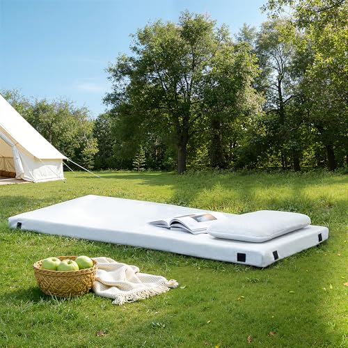 Memory Foam Camping Mattress 2.5 inch, Cot Pads, Single Small Portable Roll Up Camping Sleep Topper with Waterproof and Non-Slip Bottom, Camping Car Mat with Travel Bag, 72"×24"×2.5", Grey - image 9