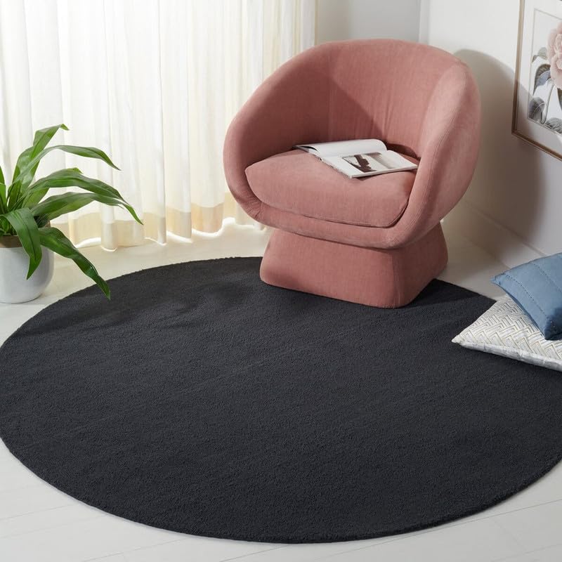 Image of Handmade Pure Woollen Carpet Collection for Hall with 1.0 inch inch Thickness 7 X 7 Feet - Round Bleck