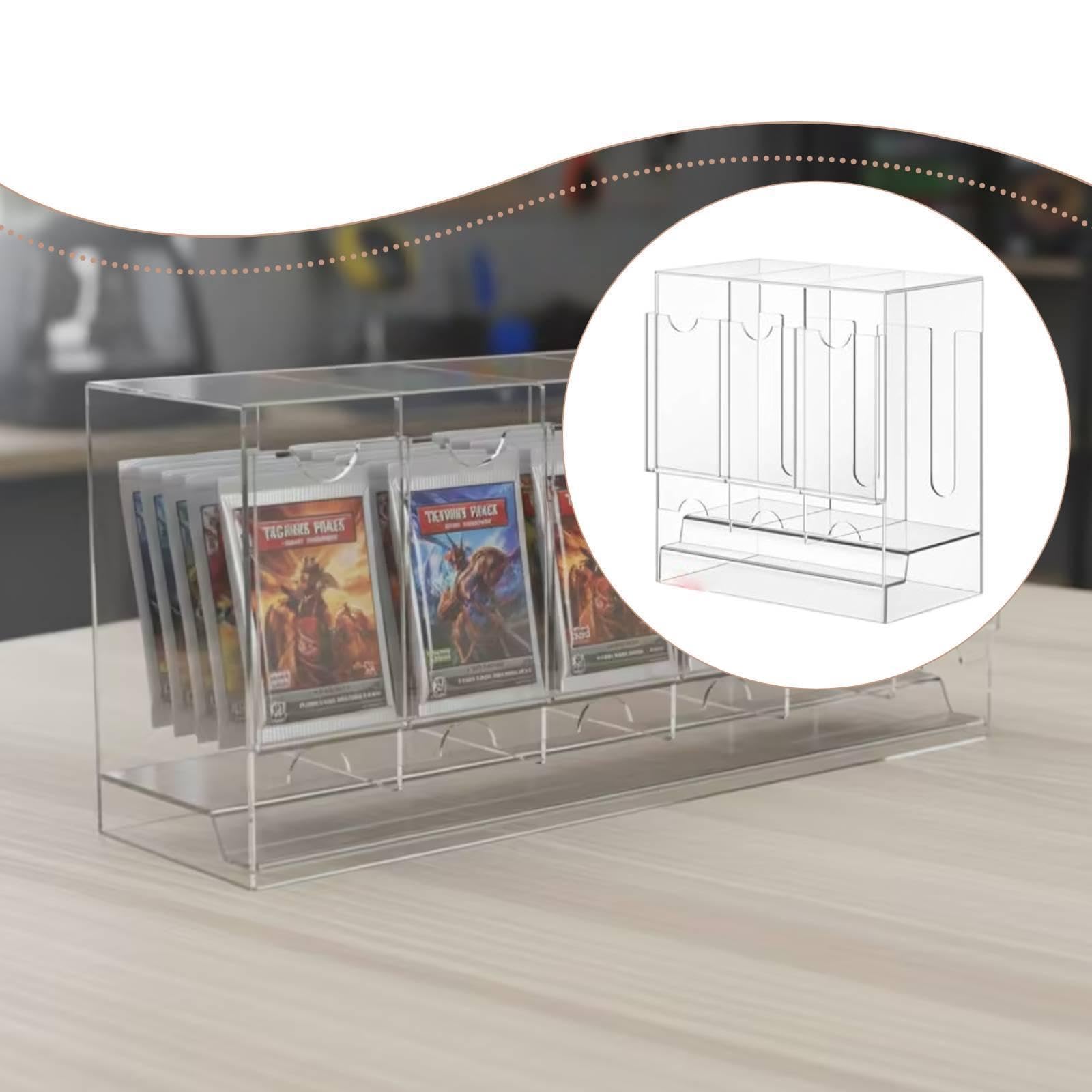 Distributeur de Boosters Vitrine Cartes Organiseur Présentoir Boîte Rangement Acrylique Stabilité Quotidienne et Compartiments Adaptés Au Bure, Transparent, 3 Emplacements