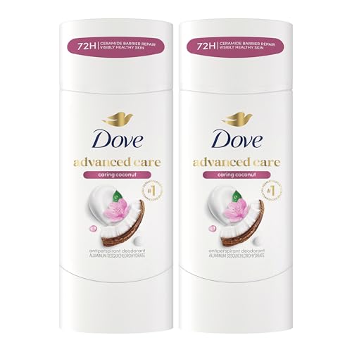 Dove Advanced Care Antiperspirant Caring Coconut, 2 Count Deodorant Stick for Women, for 48 Hour...