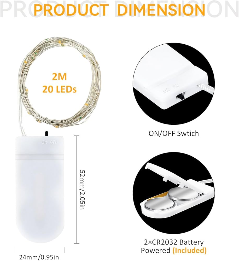 A.bigwhale Luci LED a Batteria, Catena Luminosa 30 LED Bianco Caldo Lucine Decorative Interno per Festa Camera da Letto Natale Matrimonio