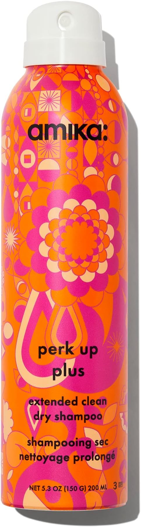 amika perk up plus extended clean dry shampoo spray - lightweight + buildable dry volume shampoo - infused with scalp-friendly mandelic acid + arrowroot powder - talc-free + invisible finish (200 ml)
