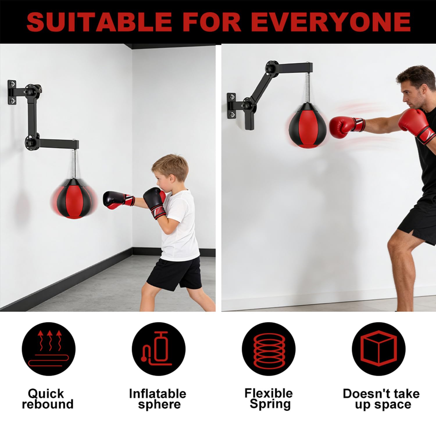 Sacco da boxe sospeso per allenamento rapido, sacco da boxe per casa, regolabile in altezza e pieghevole, birnek per porta fitness, allenamento di coordinazione, palla da punching per ragazzi e adulti