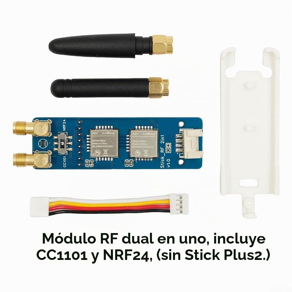 DAZZLEEX Para M5Stack StickC Plus 2 en 1 Módulo RF CC1101 NRF24 IoT Placa de Desarrollo con antenas y cable Grove para proyectos de comunicación inalámbrica (con cáscara)
