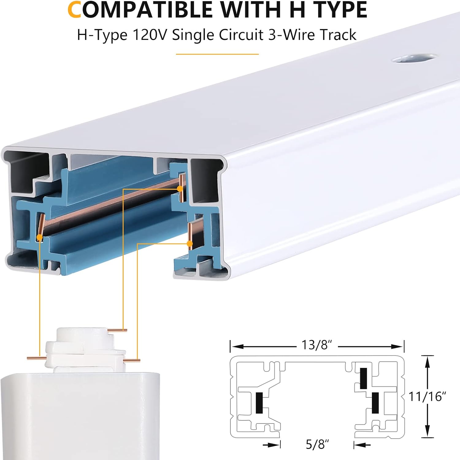 VANoopee H Track Floating Canopy Connector White - Single Circuit, LED Track Lighting Accessories, Easy Install