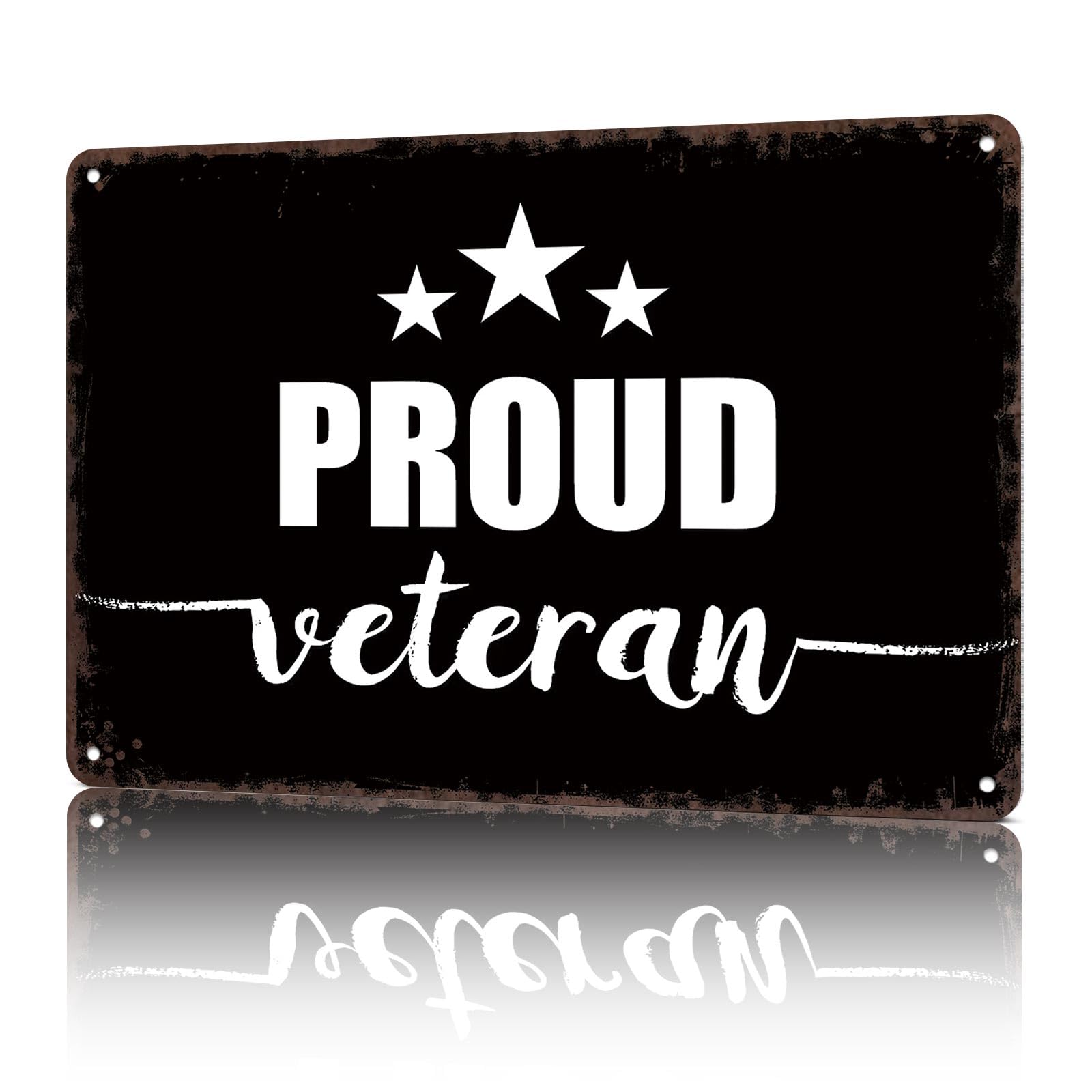 KWQDOZF Vintage Metal Signs Proud Veteran Funny Tin Sign Poster Wall Art For Home Room Bedroom Office Decor 8x12inch