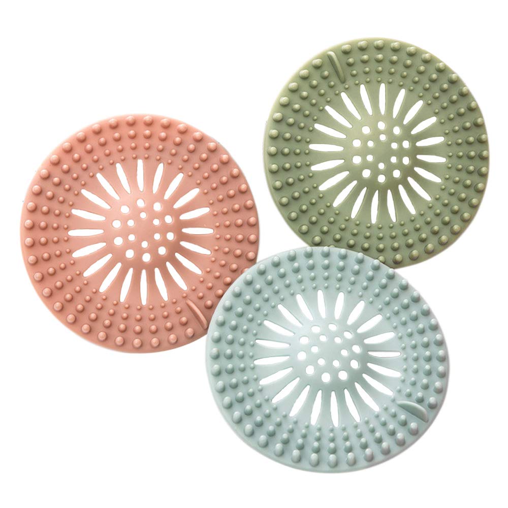 3 Pack Hair Catcher Durable Silicone Hair Stopper Shower Drain Covers Easy to Install and Clean Suit for Cleaning Tool Shower Drain Protectors for Tub Bathtub Sewer Kitchen