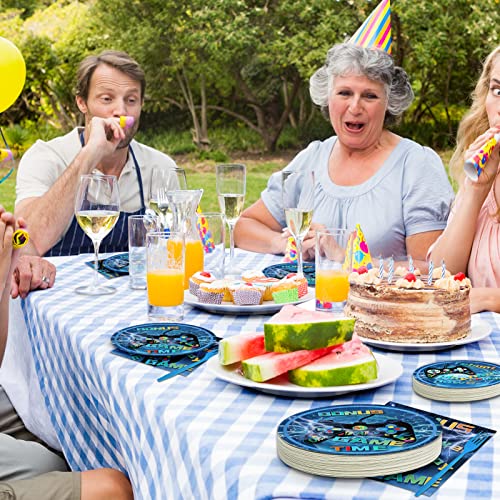 64 Pieces Party Plates Forks Napkins For 16 Guests, Video Game Theme Table Decorations Supplies, Tableware Set For Boy's Birthday #TOP4