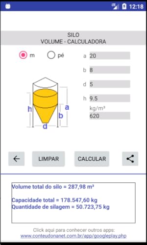 Silo - Volume - Calculadora