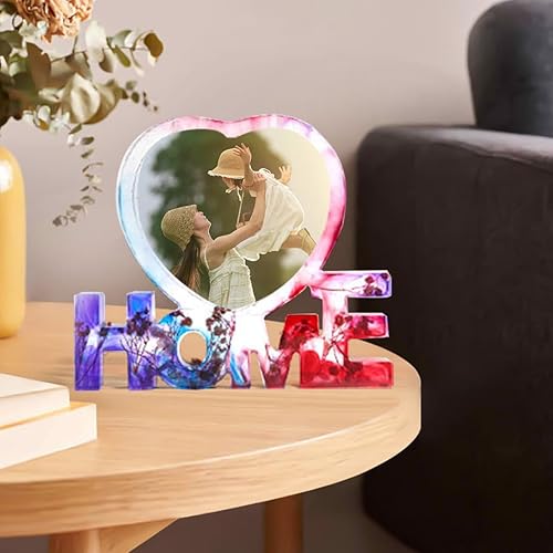 Miniatura 10 de Molde de resina para marco de fotos, moldes de silicona de corazón para bricolaje, moldes de fundición personalizados para cumpleaños, boda,