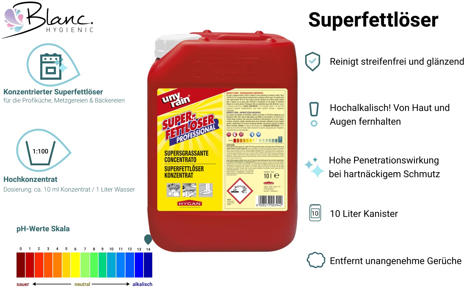 Superfettlöser Konzentrat 10 Liter Küchenreiniger | Stark schäumend, für Profiküche, Metzgerei, Bäckerei & Lebensmittelbetriebe
