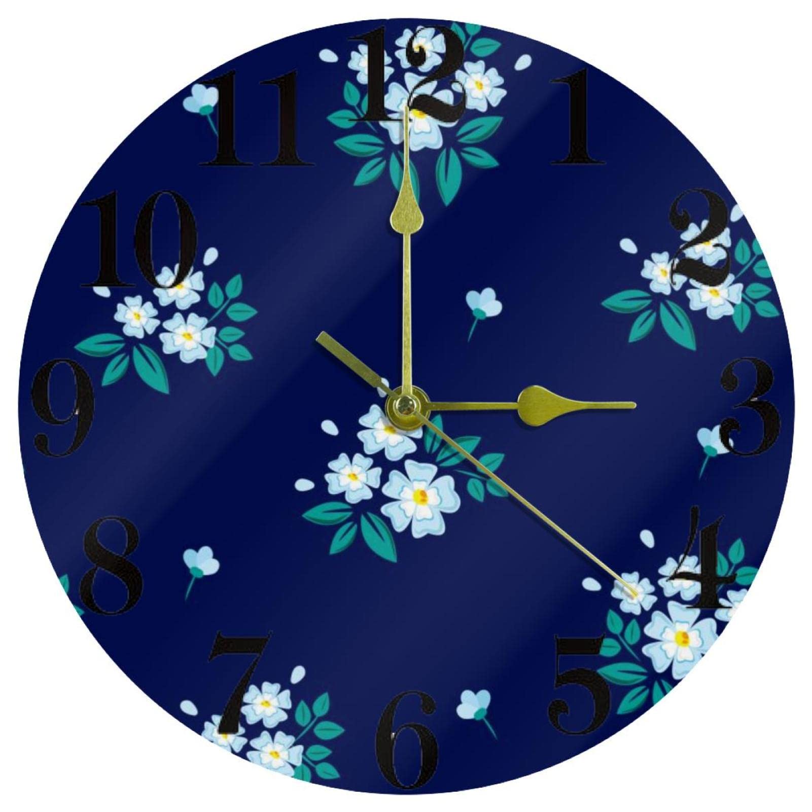Horloge murale à quartz fleurie de 25 cm pour salon et bureau