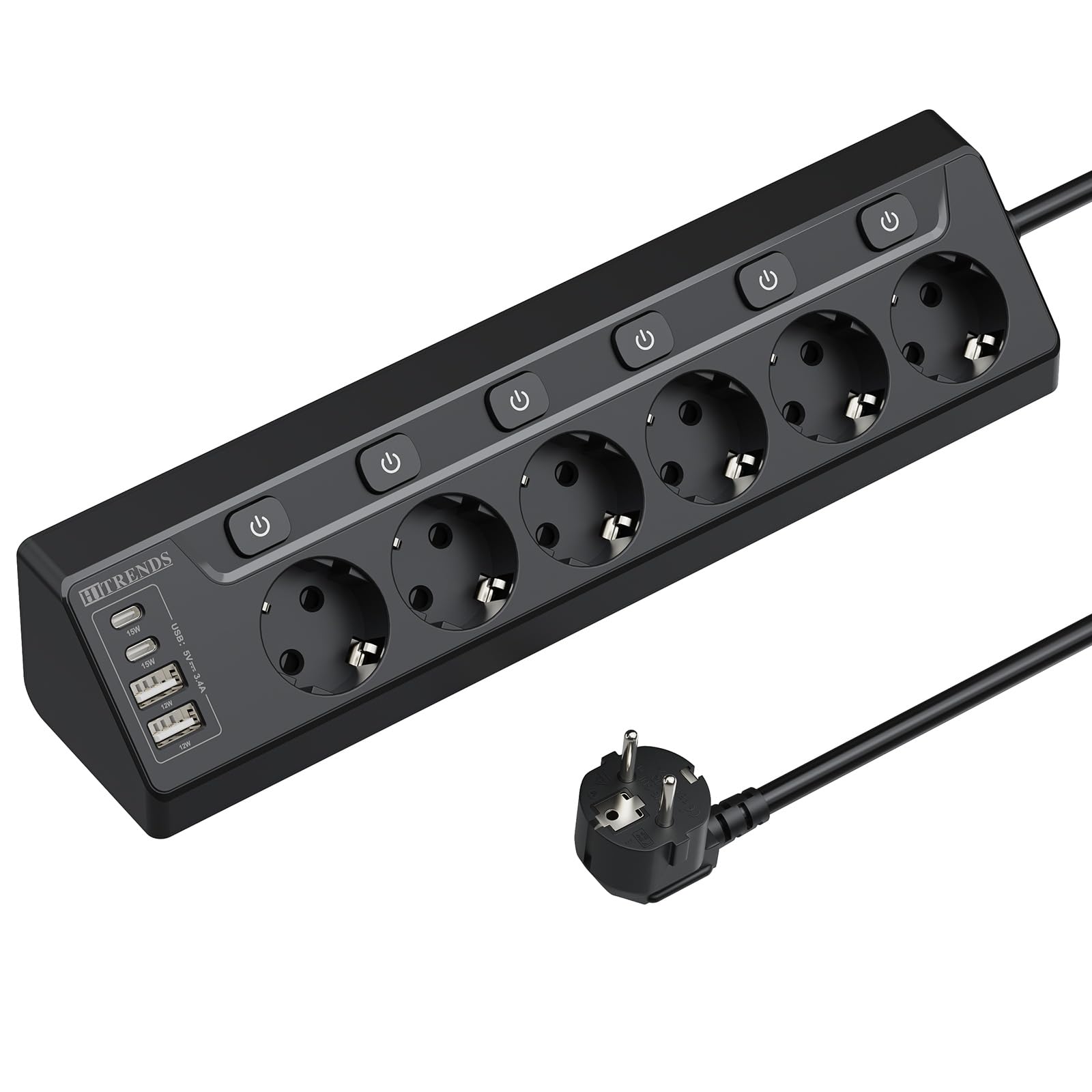002-zhuomian-6fach-2U2C-6switch-2M-Black