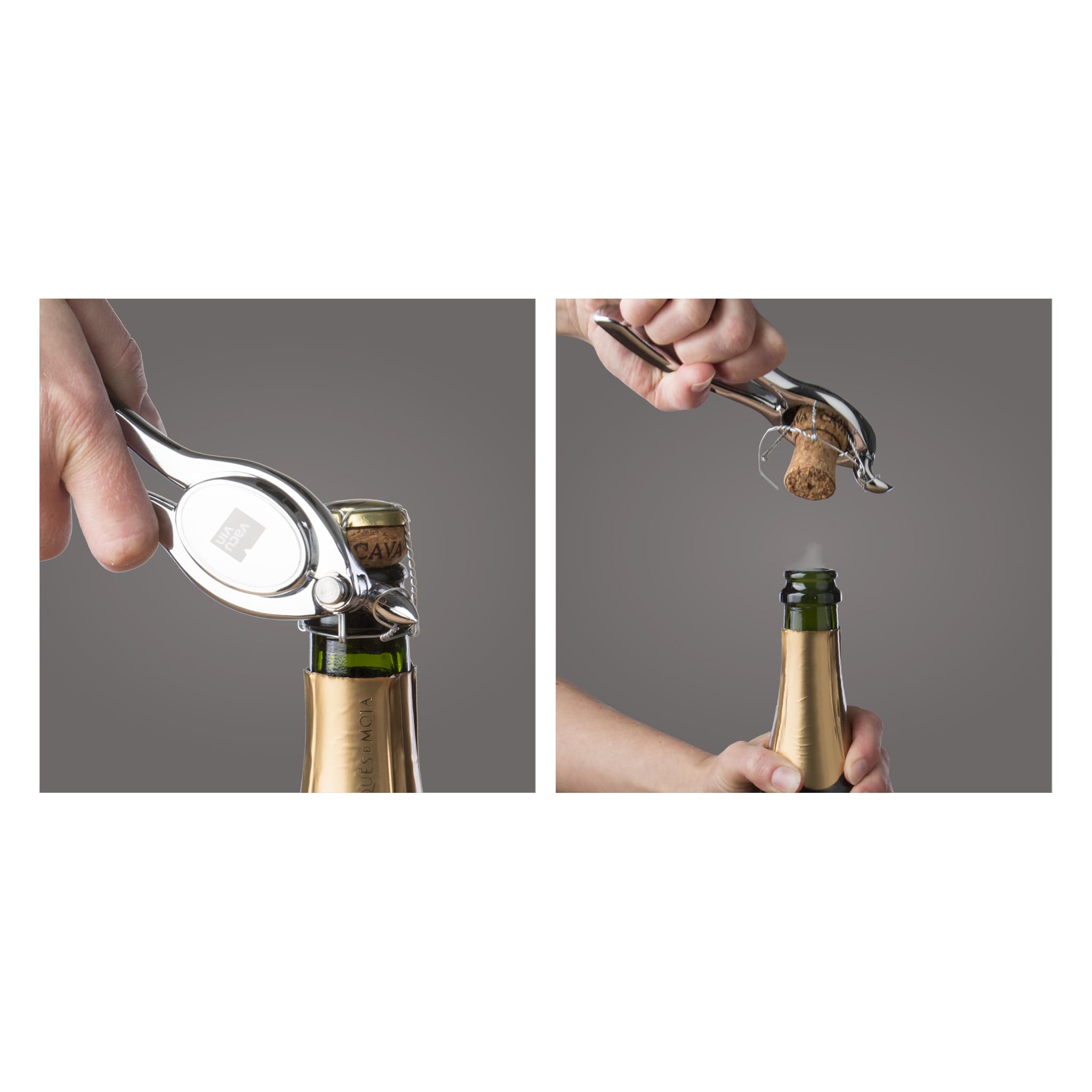 Vacu Vin 68625606 Pinza Champagne, Inossidabile, Acciaio/Nero, 7.2x18.4x3.7 cm