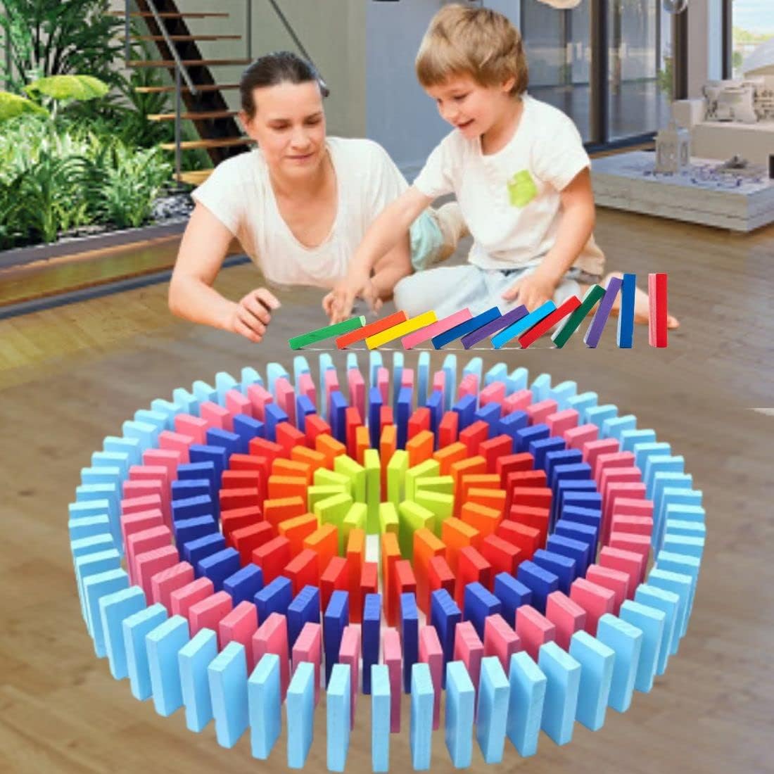 Toy ImagineTM 240 Pcs Colorful Wooden Domino Block Set for Kids Educational and Learning Activity Game Play|Helps in Skill Development and Color Recognition