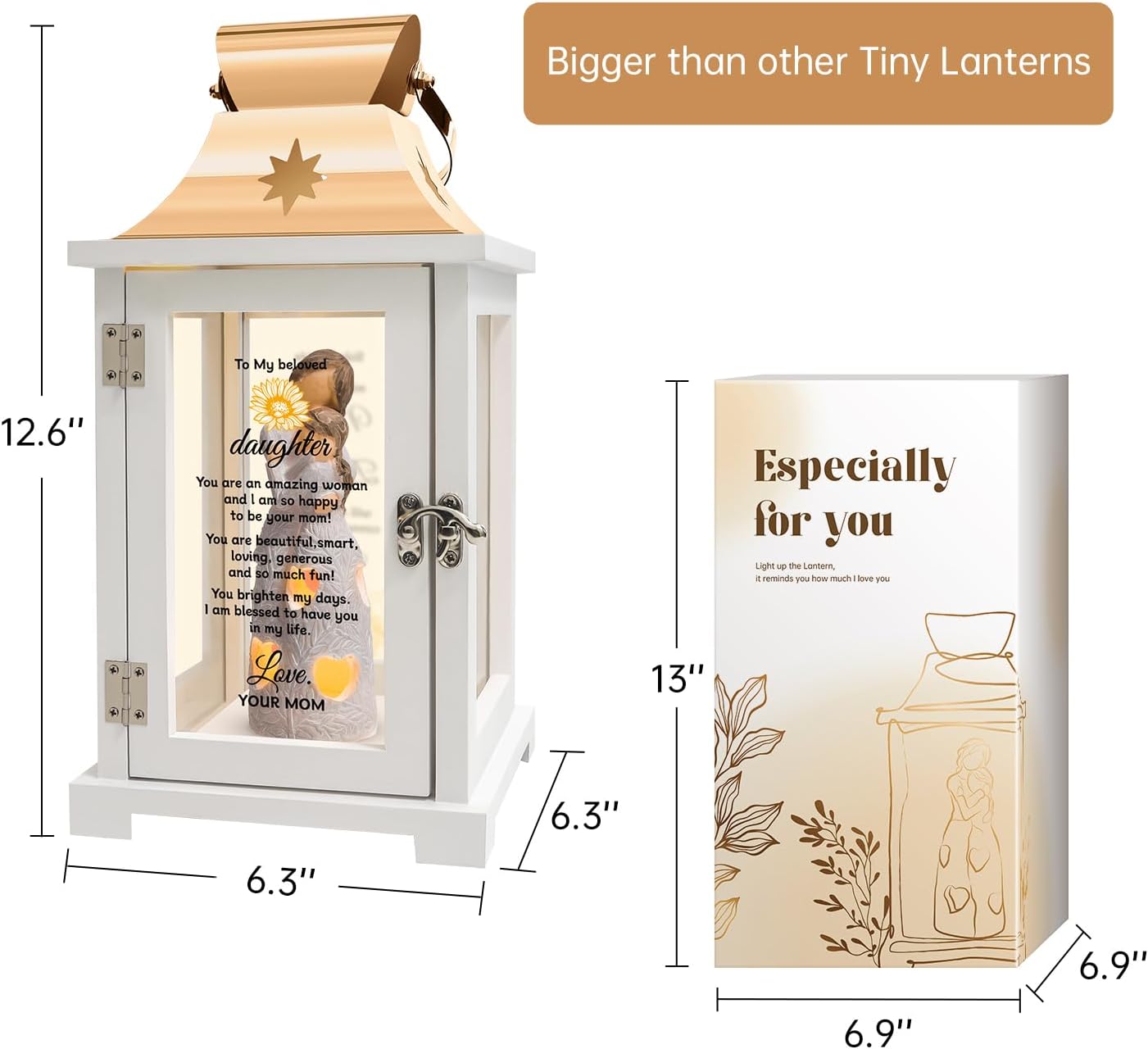 Daughter Gifts from Mom Mothers Day Gifts for Daughter, Mother Daughter Lantern Unique Christmas Birthday Gifts for Daughter, Grown Daughter Gift Ideas for Mother's Day, Graduation, Thanksgiving