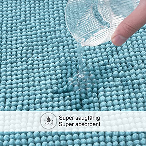 Decomira Badematte rutschfest | Als Badteppich Set kombinierbar | Badezimmer-Teppich Bad-Vorleger waschbar aus Chenille… – Bild 6