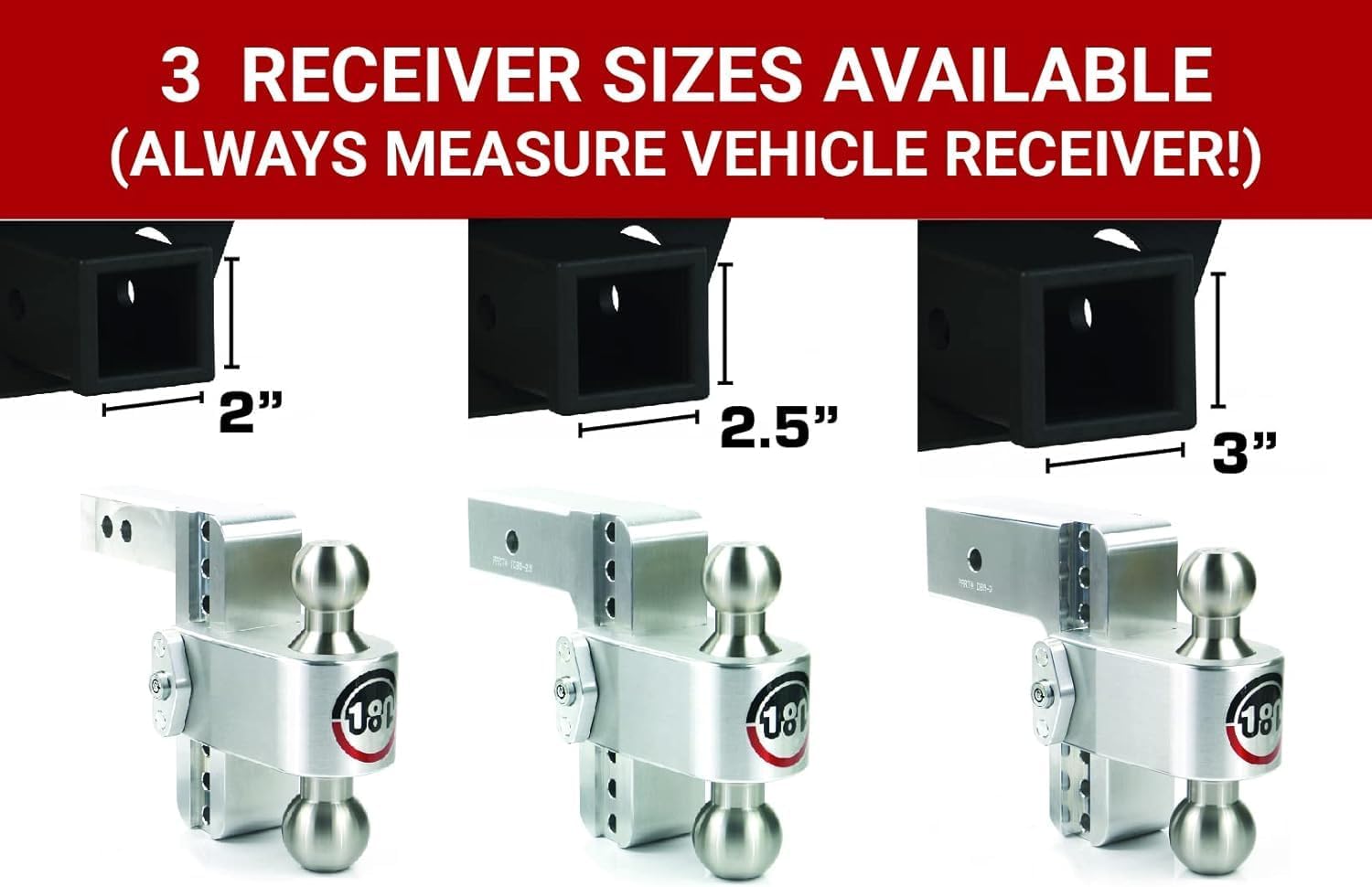 Weigh Safe LTB10-2, 10" Drop 180 Hitch w/ 2" Shank/Shaft, Adjustable Aluminum Trailer Hitch & Ball Mount, Stainless Steel Combo Ball (2" & 2-5/16") and a Double-pin Key Lock