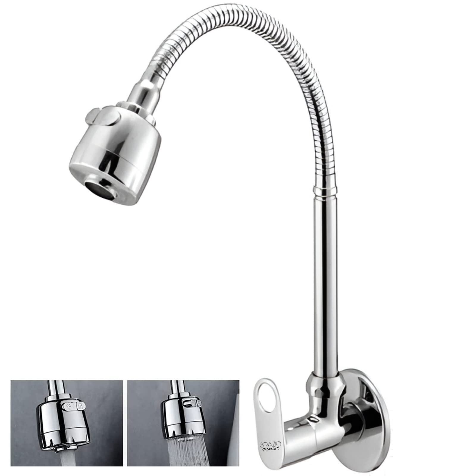 SPAZIO Prime Collection Sink Cock Pillar Cock Brass Chrome Plated/Wash Basin Tap / 360 Degree Moving Spout Tap/Bathroom Tap/Quarter Turn Tap/Water Foam Flow Tap (B08N6MFPSB) Amazon Price History, Amazon Price Tracker