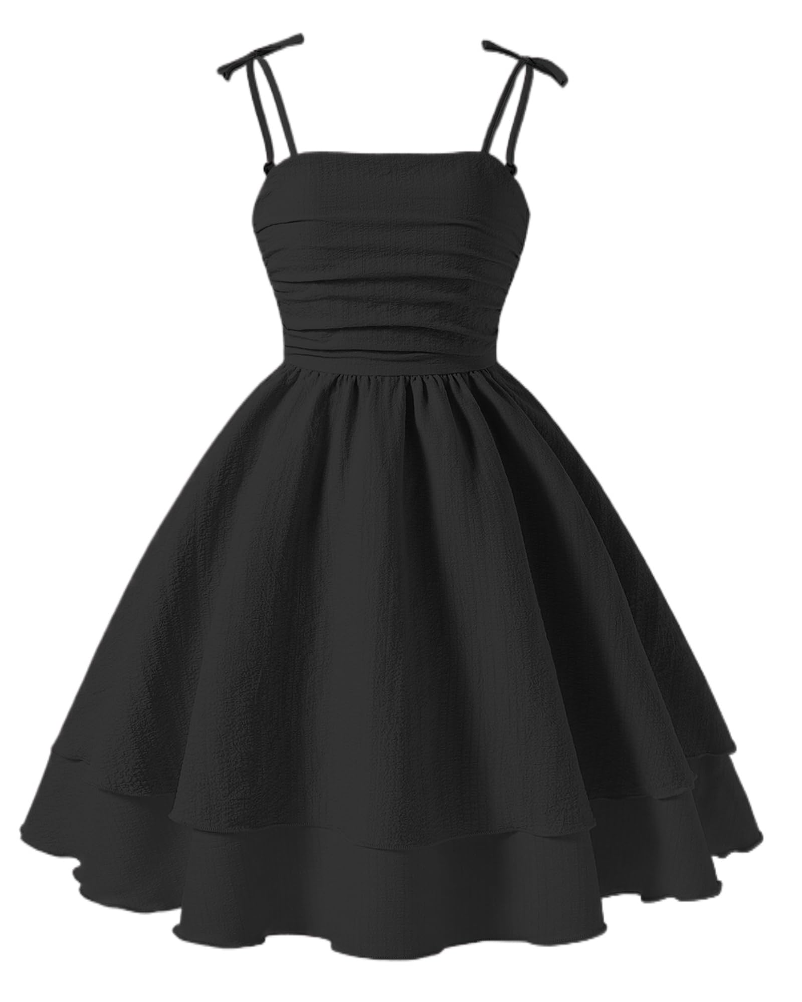 Vestido de Verano sin Mangas para Niña - Tirantes Finos con Lazo de Mariposa, Vestidos de Doble Capa A-Line Vestido de Noche 8-12 Años
