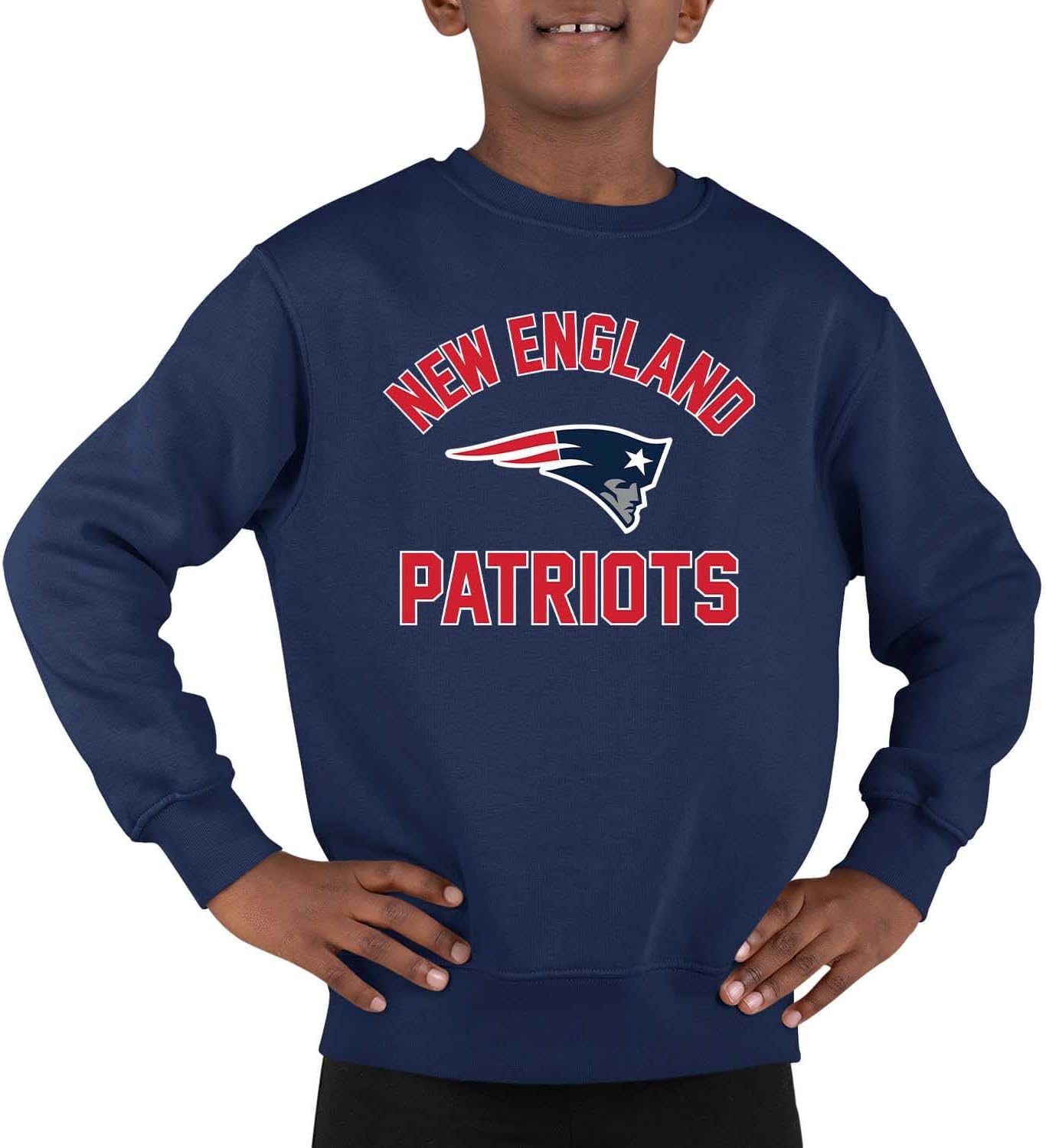 Team Fan Apparel NFL Youth Gameday Crewneck Sweatshirt, Pro Football Crewneck Pullover Sweatshirt, Sports Apparel Boys and
