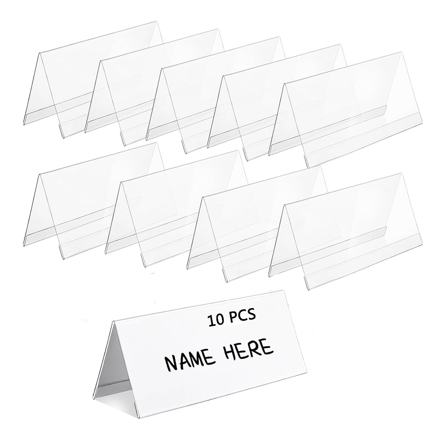 12 Porta Etichette In Acrilico 9x6 Cm - Espositori Da Tavolo Trasparenti - Per Prezzi E Biglietti - Foto 3