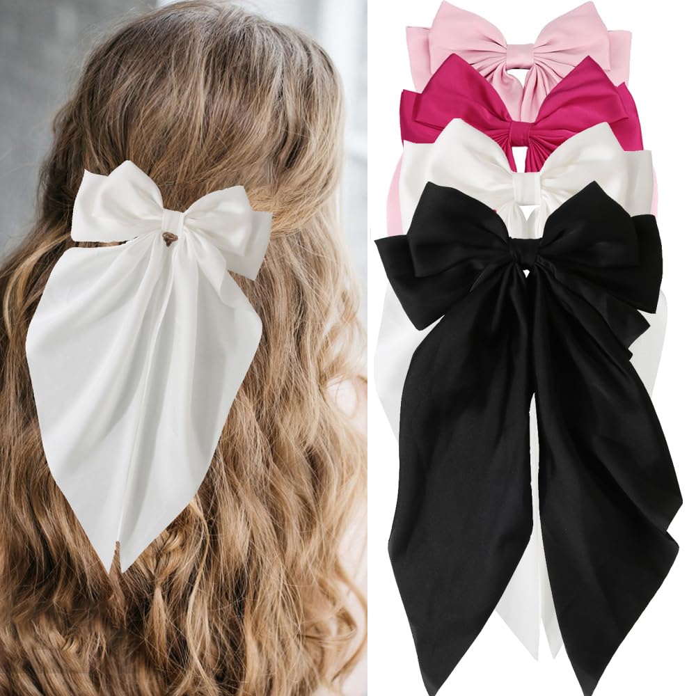 ヘアアクセサリー SILK SATIN BOW HAIR CLIPE Amazon.com : Jumbo Silky Satin Bow Hair Clip with Long Tails