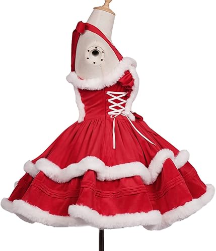 Miniatura 3 de ZZEQYG Vestidos de Navidad para mujer, color sólido, a la moda, cálido, vestido halter con capa