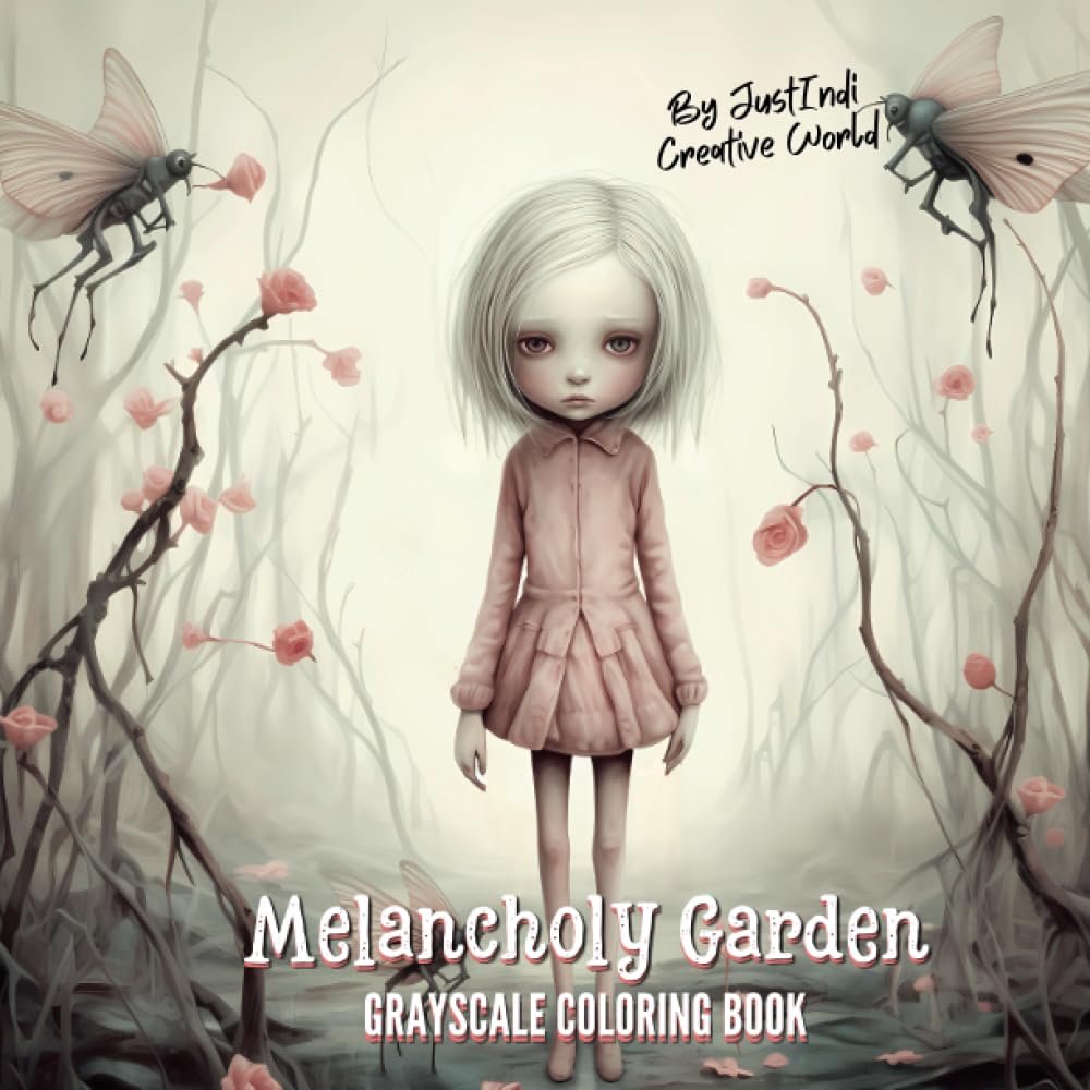 Melancholy Garden,Grayscale Coloring Book (Super Cute Grayscale Coloring Books)