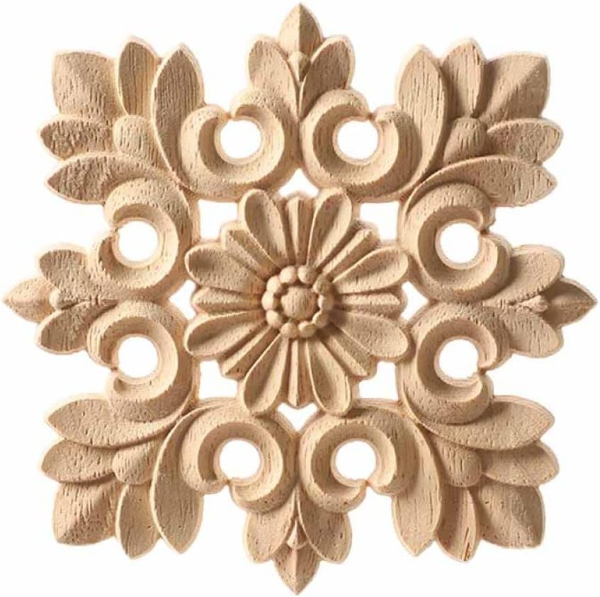 Wood Carved Corner Onlay Applique Unpainted Frame Cupboard Cabinet Decal for Home Furniture Decoration,F3,24